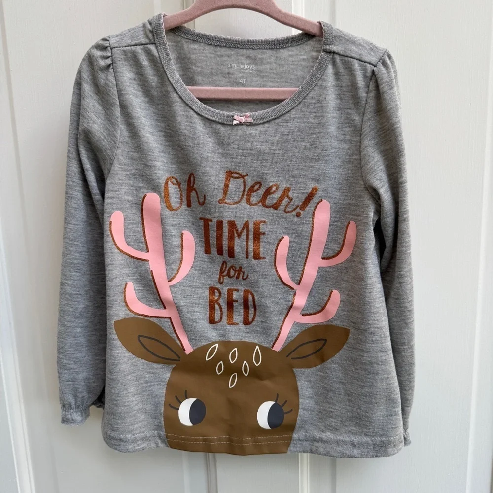 Simple Joys by Carter’s 4T Girls Oh Deer Time for Bed Long Sleeve Pajama Top